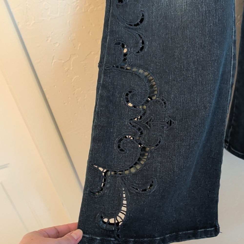 Absolution Out There Flare Die Cut High Rise Jeans - indigo sz 12 - Picture 4 of 7